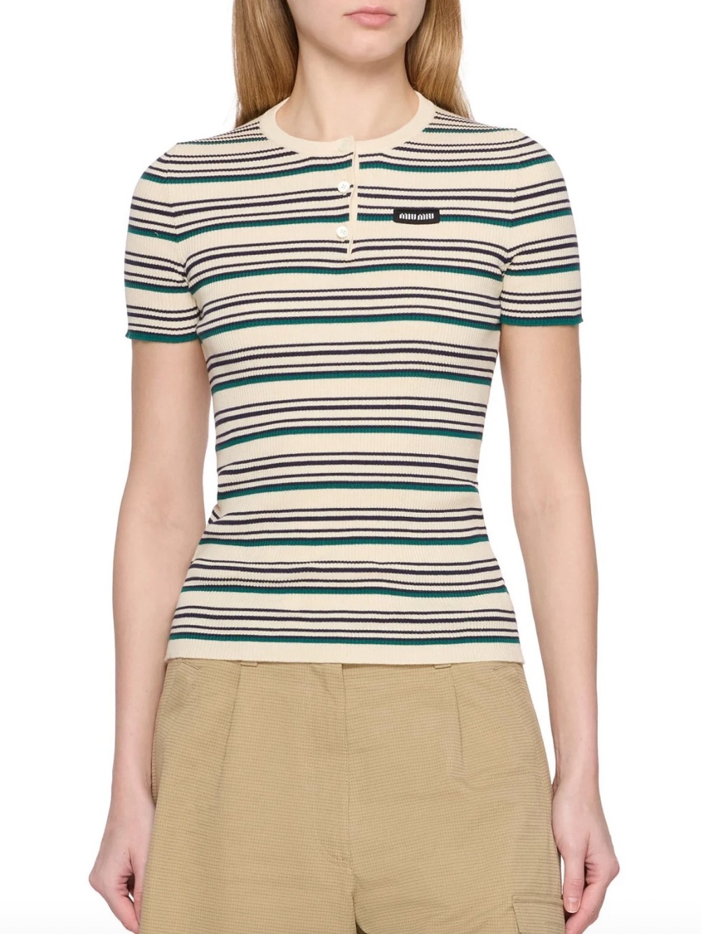 Miu Miu Cotton knit Henley shirt It38